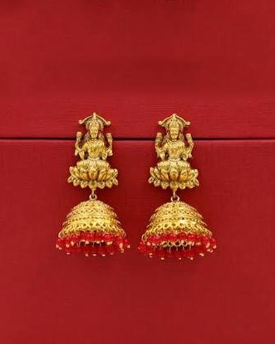 Temple Jhumka Gold Earrings